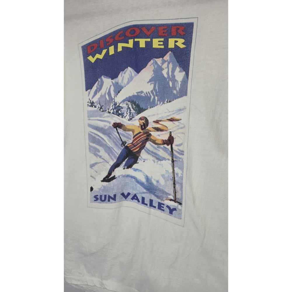 Sgt Leisure Sun Valley T Shirt Mens XL White Good Skiing Vintage Made in USA